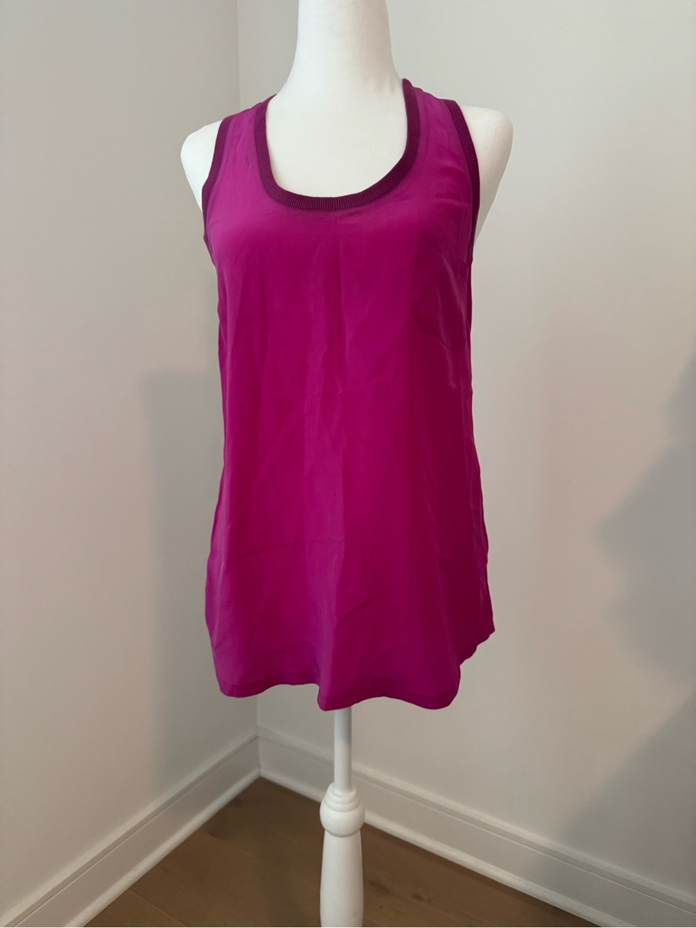 Joie Silk Scoop Neck Racer Back Tank Top - Fuchsia Pink